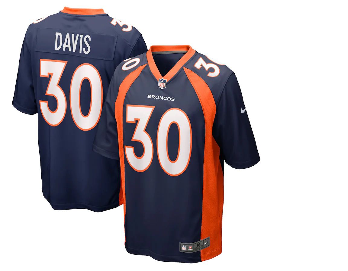 Men Denver Broncos #30 Terrell Davis Nike Navy Retired Player NFL Jersey